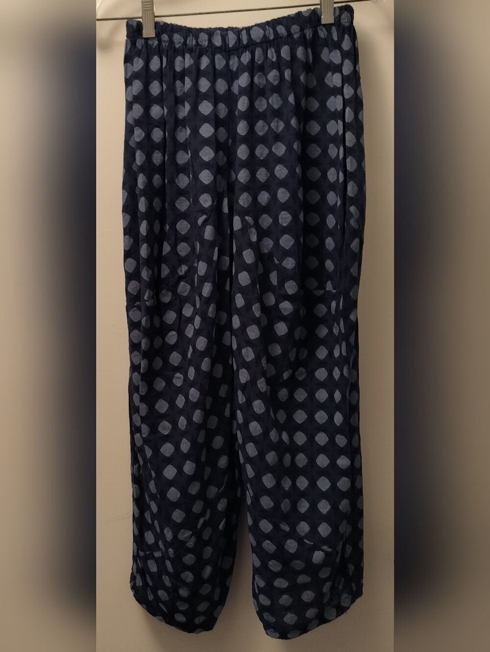 Women’s Navy Dot 100% Cotton Wide-Leg Lounge Pants